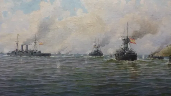 Grabado histórico de la Batalla de Santiago de Cuba 1898